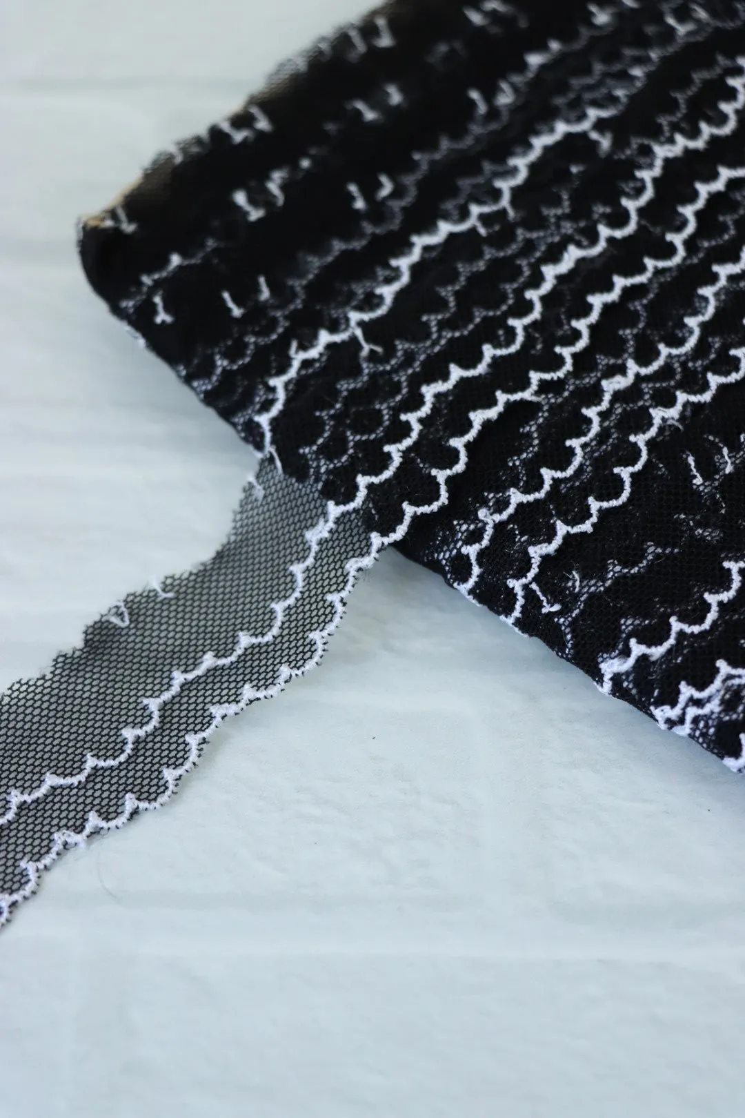 10YDS Black 1" Wide Embroidered Lace Trim