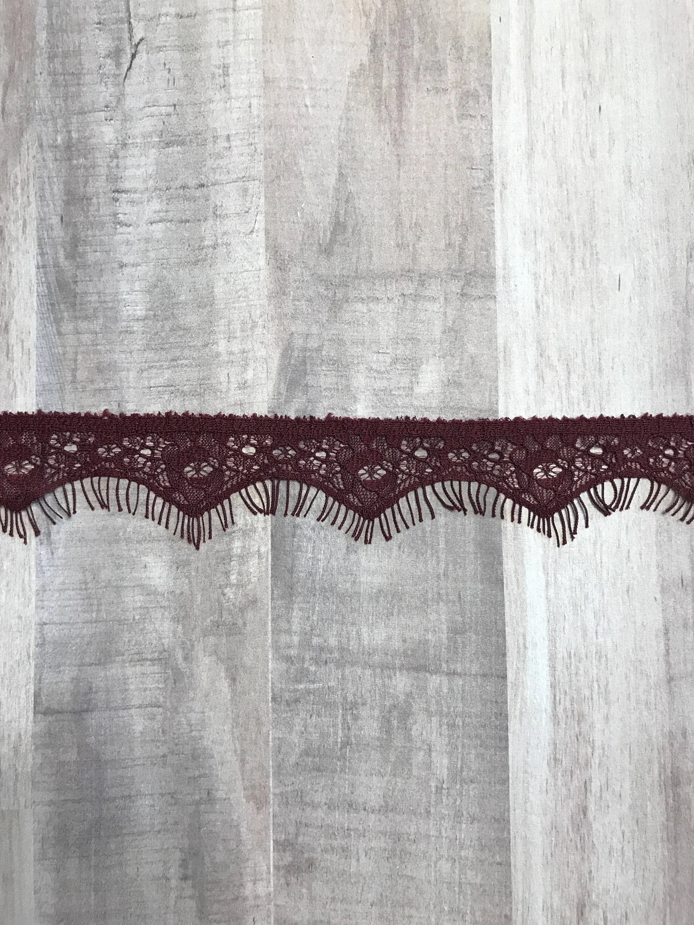 3Yds Wine 1" Wide Eyelash Lace Trim