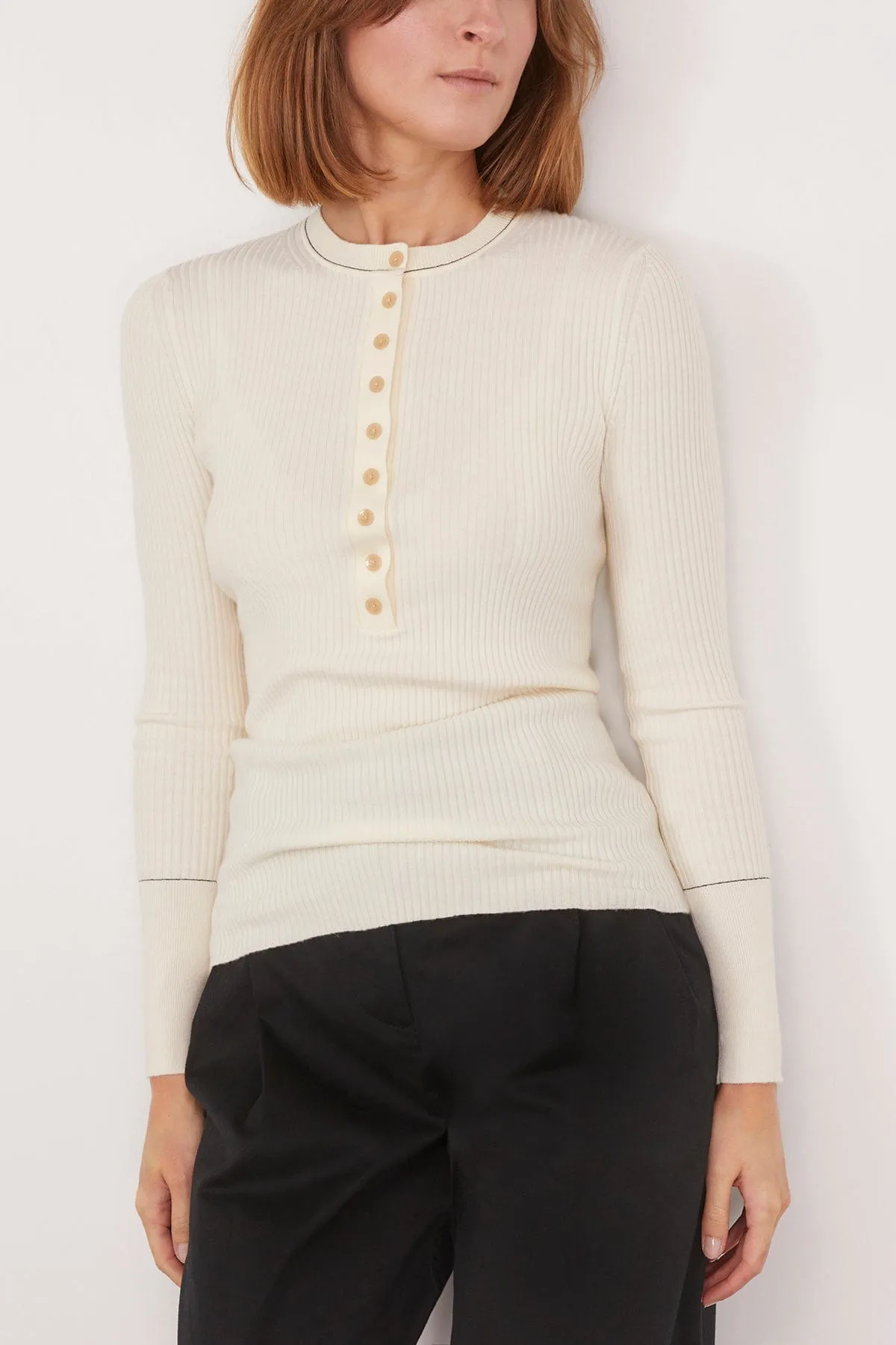 Agnes Henley Sweater in Ivory