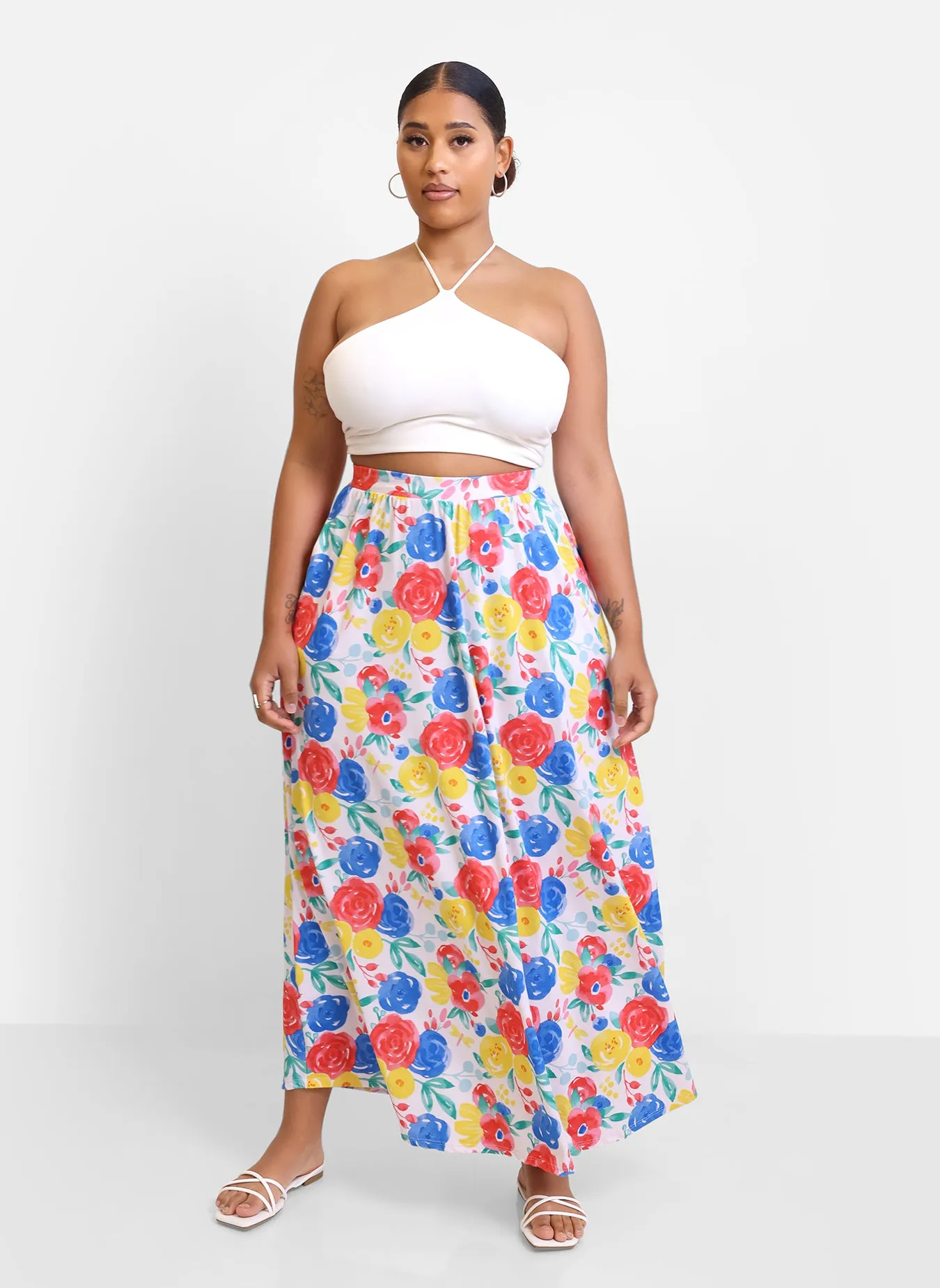 Alana Floral Skater Skirt w. Pockets