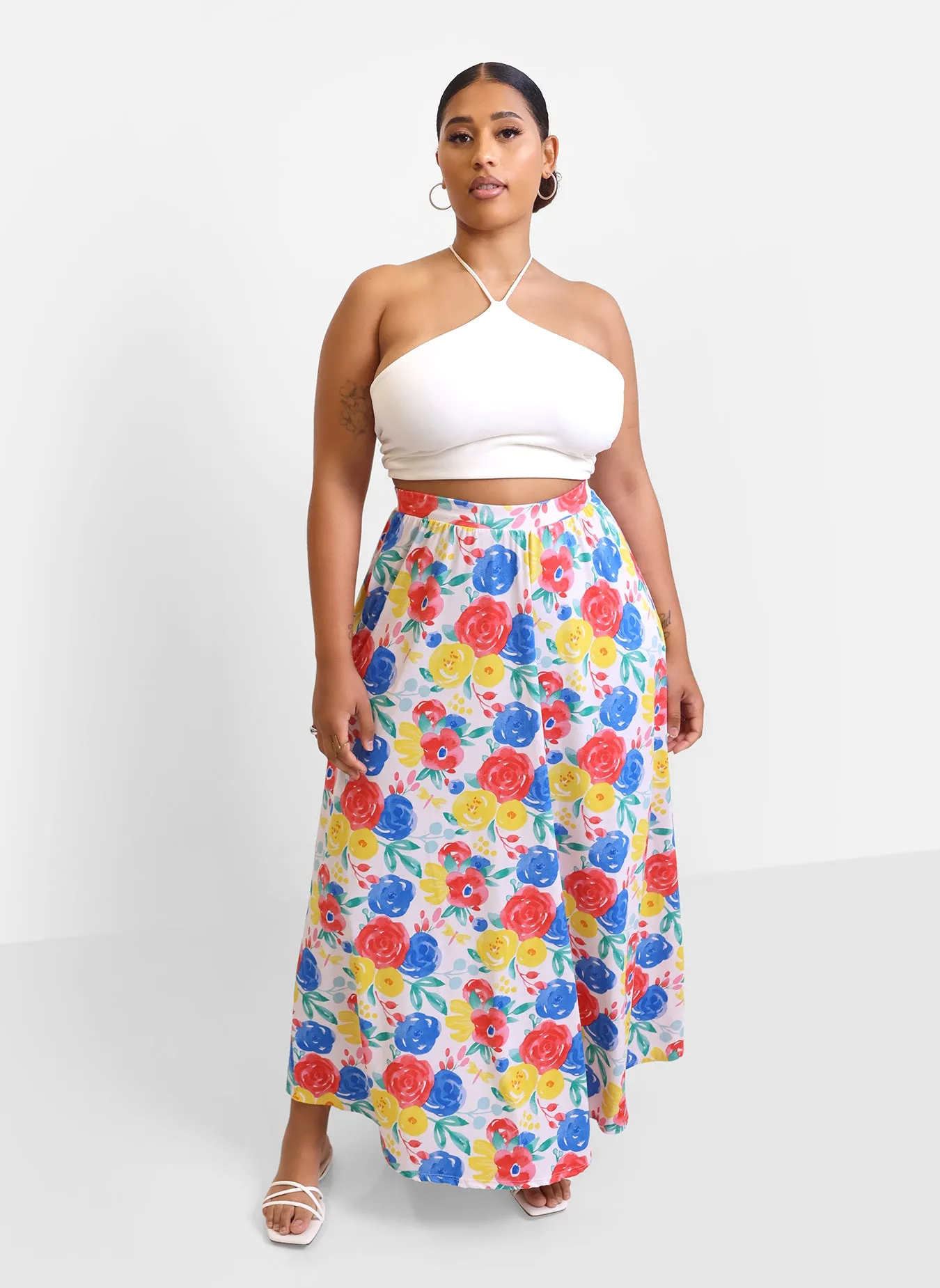 Alana Floral Skater Skirt w. Pockets