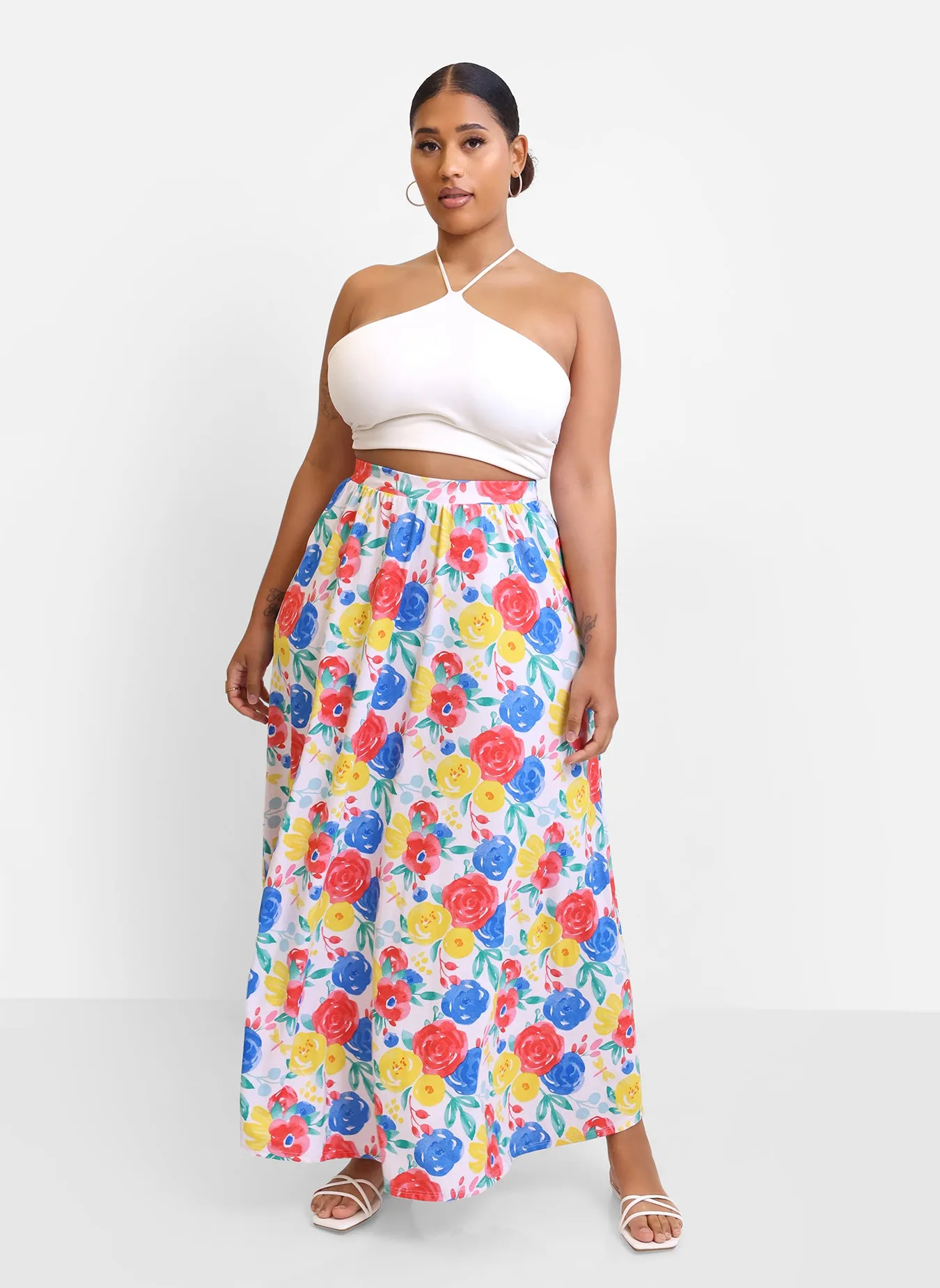 Alana Floral Skater Skirt w. Pockets