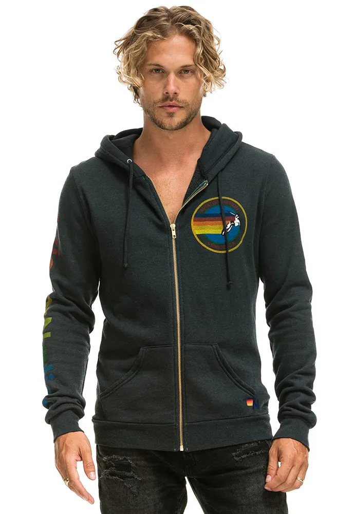 Aviator Nation Zip Hoodie in Charcoal