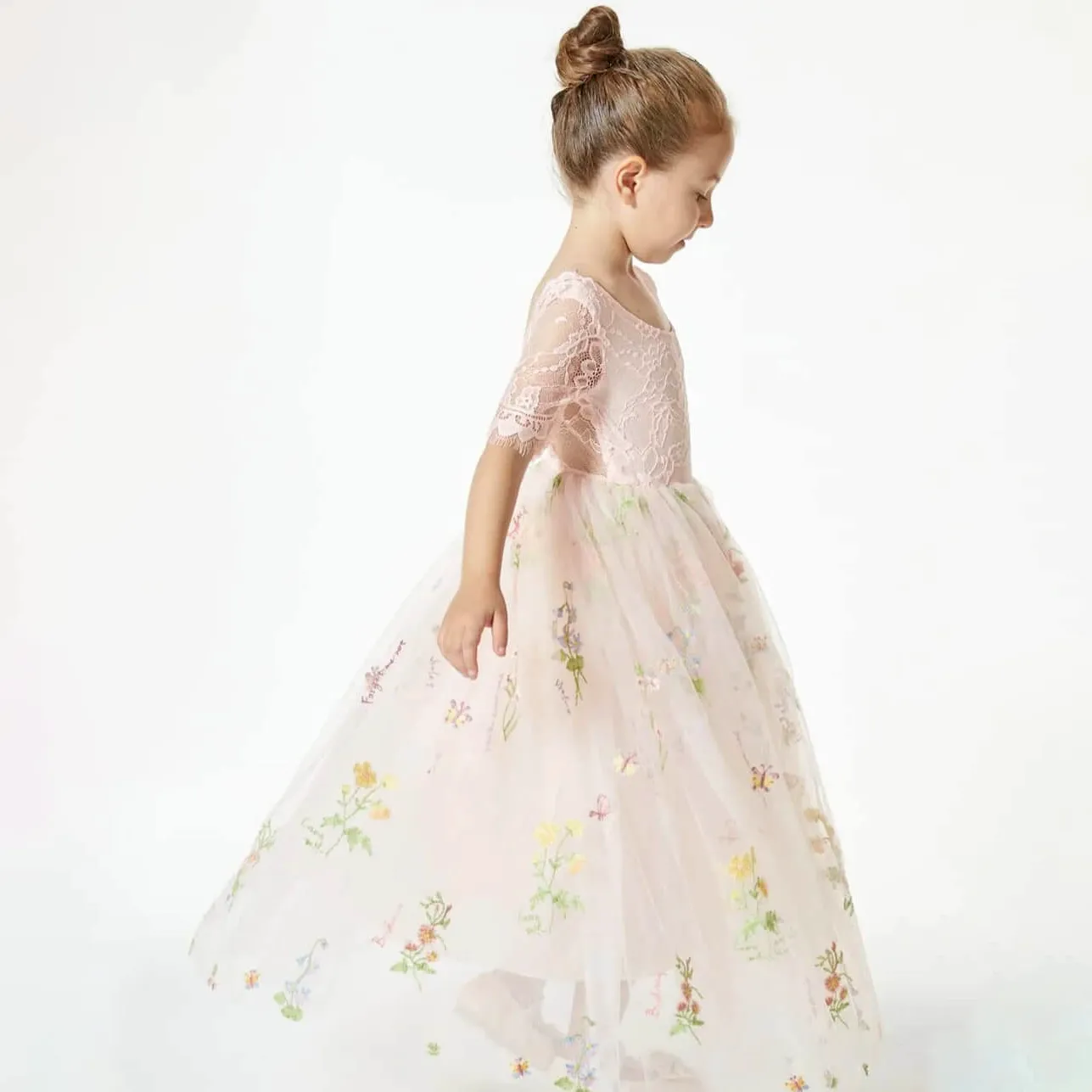 Baby Enchanted Dress - Embroidered Pink Lace