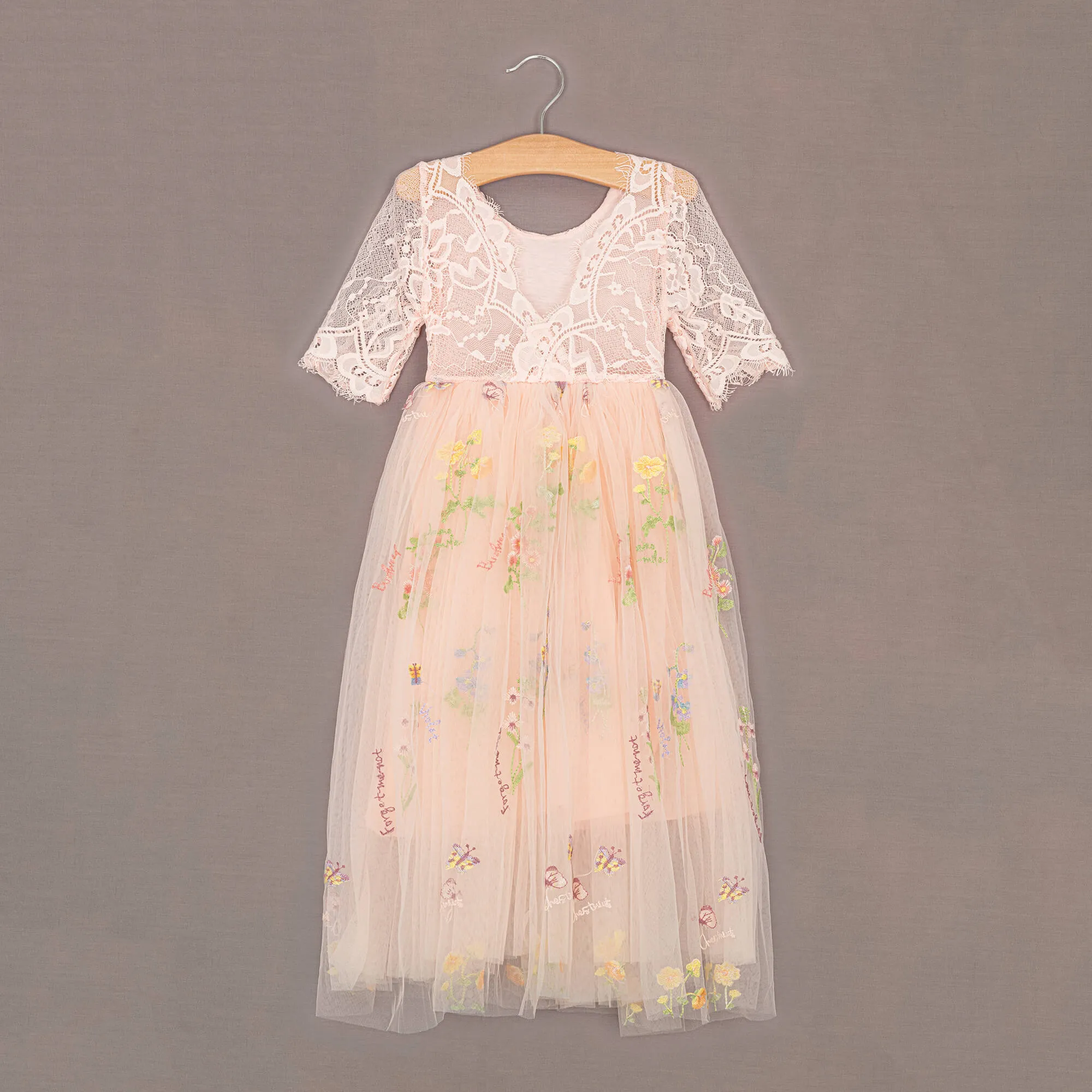 Baby Enchanted Dress - Embroidered Pink Lace