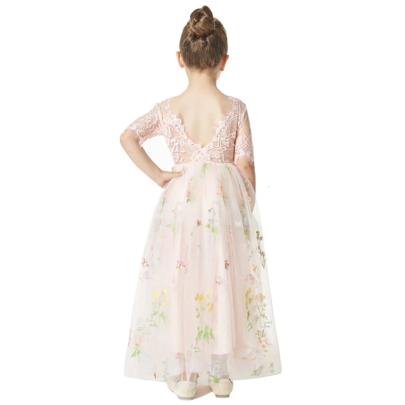 Baby Enchanted Dress - Embroidered Pink Lace