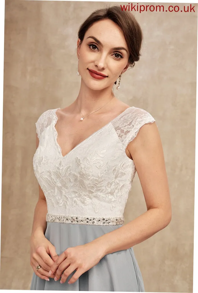 Beading Tea-Length Lace Dress of Janelle Chiffon the Mother With V-neck Bride A-Line Mother of the Bride Dresses