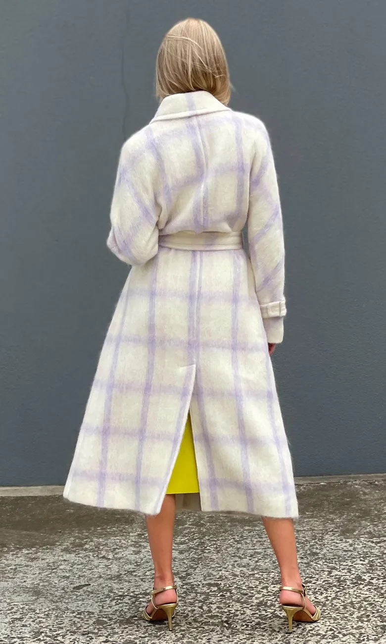 Beatrice B Lilac Chequered Mohair Coat