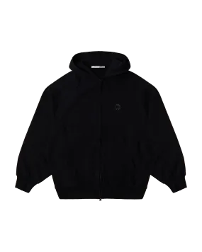 BLACK OVERSIZED ZIP-UP HOODIE