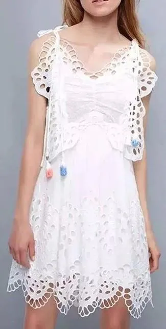 Butterfly Tulle Lace Dress in White