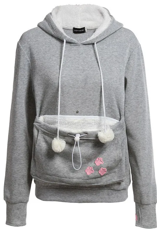 Cat Paw Print Big Pocket Ball Decorate Slim Hoodie