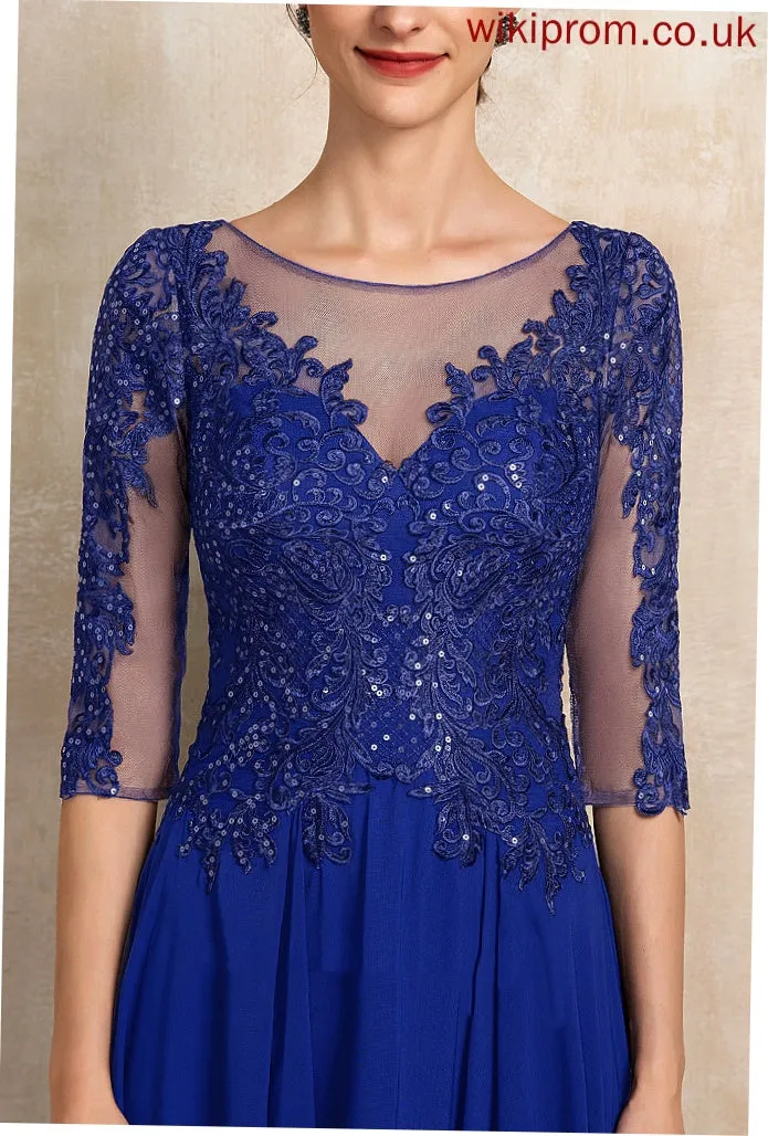 Cocktail Dresses A-Line Scoop Lace With Cocktail Maria Sequins Chiffon Tea-Length Neck Dress