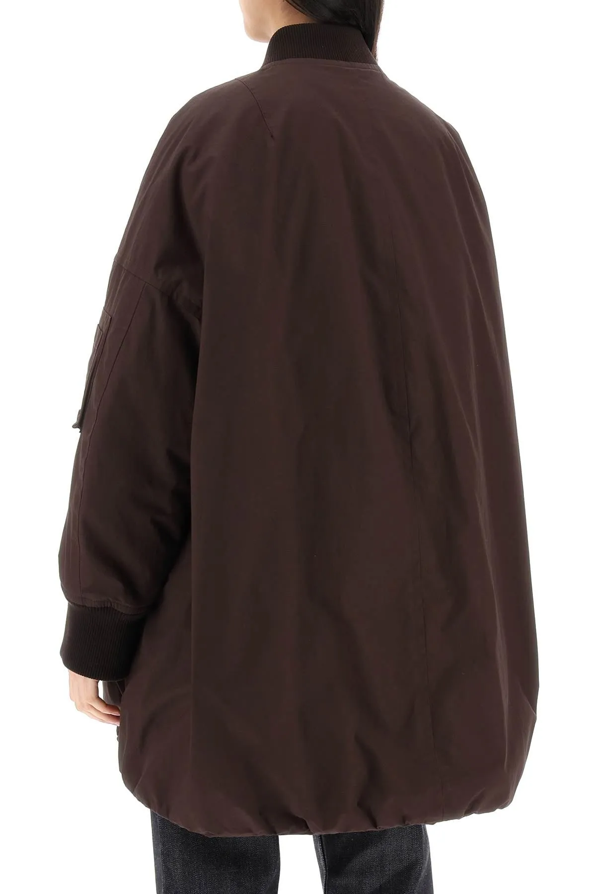 down-padded maxi bomber jacket