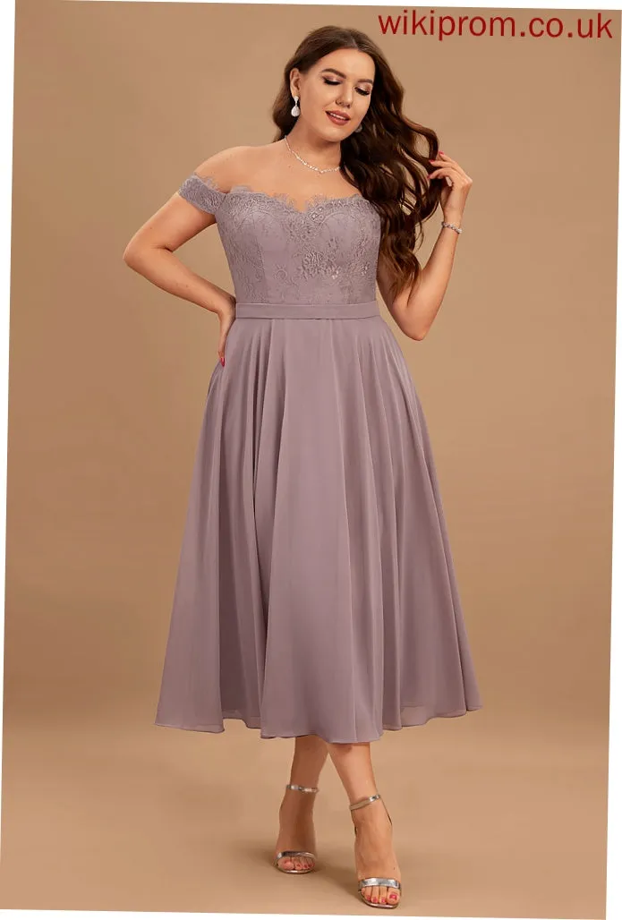 Dress Tea-Length A-Line Homecoming Chiffon Off-the-Shoulder Beading Sal With Homecoming Dresses Lace