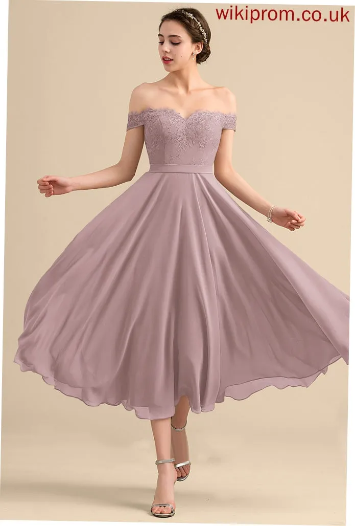 Dress Tea-Length A-Line Homecoming Chiffon Off-the-Shoulder Beading Sal With Homecoming Dresses Lace