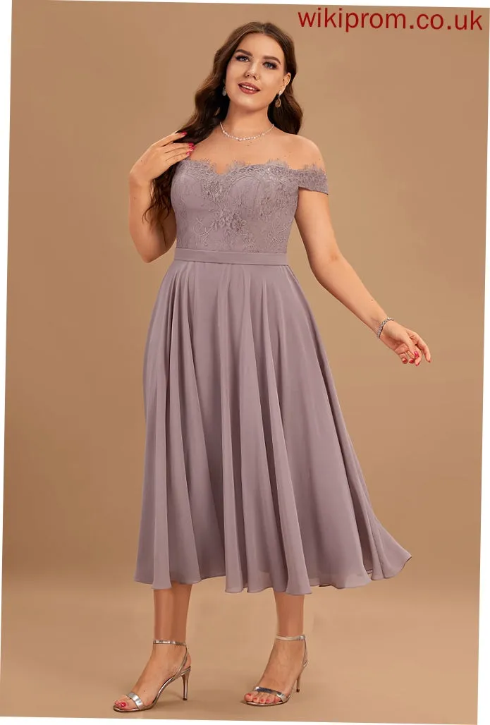 Dress Tea-Length A-Line Homecoming Chiffon Off-the-Shoulder Beading Sal With Homecoming Dresses Lace