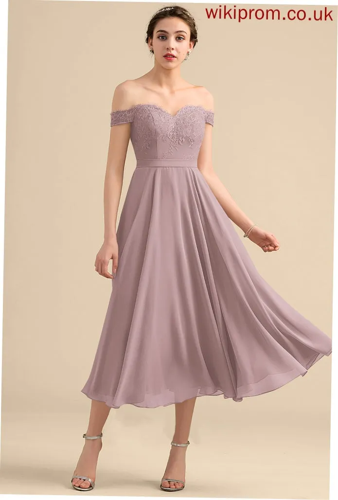 Dress Tea-Length A-Line Homecoming Chiffon Off-the-Shoulder Beading Sal With Homecoming Dresses Lace