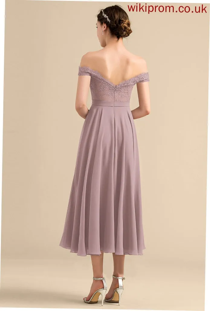 Dress Tea-Length A-Line Homecoming Chiffon Off-the-Shoulder Beading Sal With Homecoming Dresses Lace