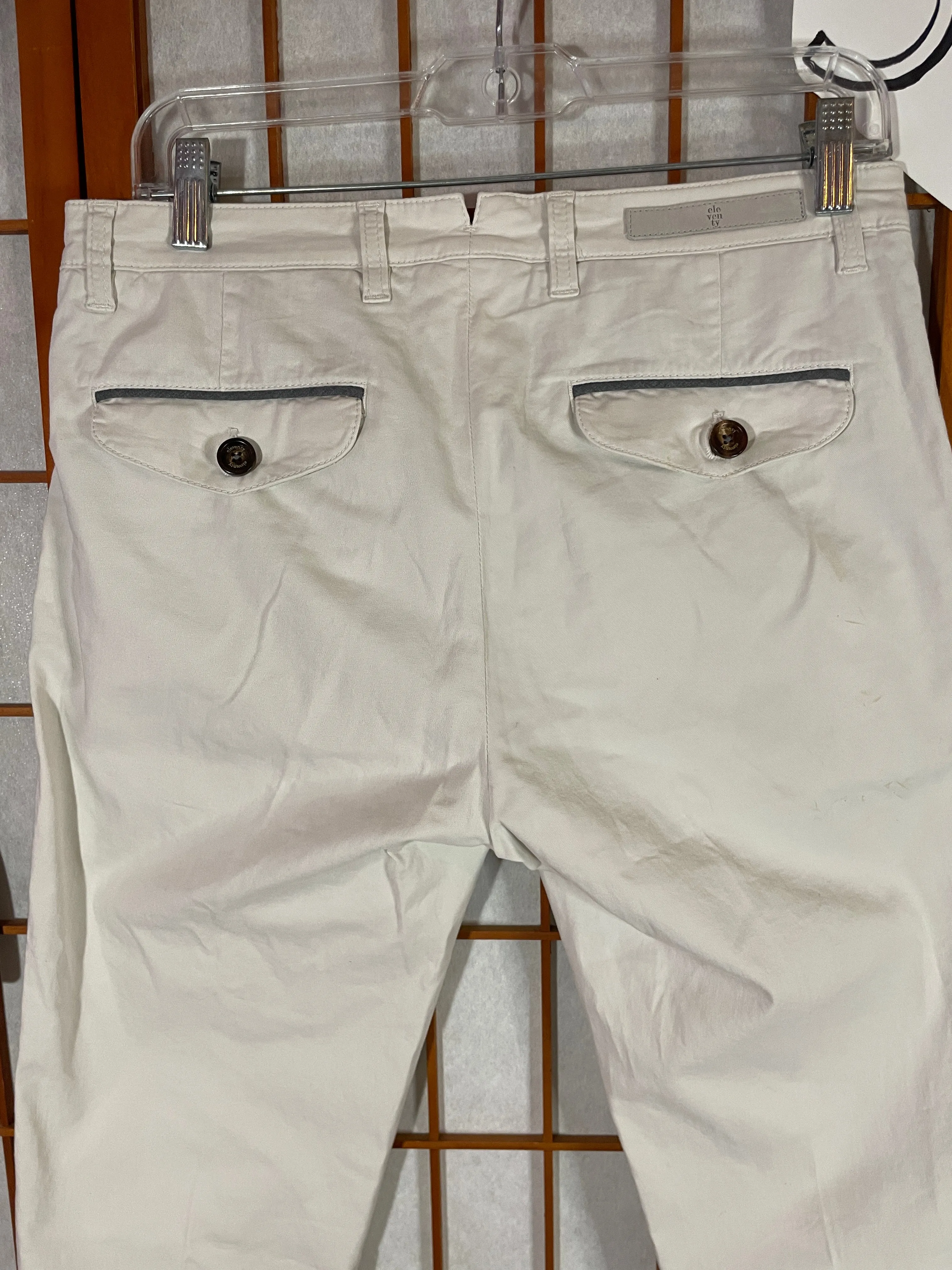 ELEVENTY Mens Chino Pants Size 30x28 White Regular Fit Italy Straight Leg