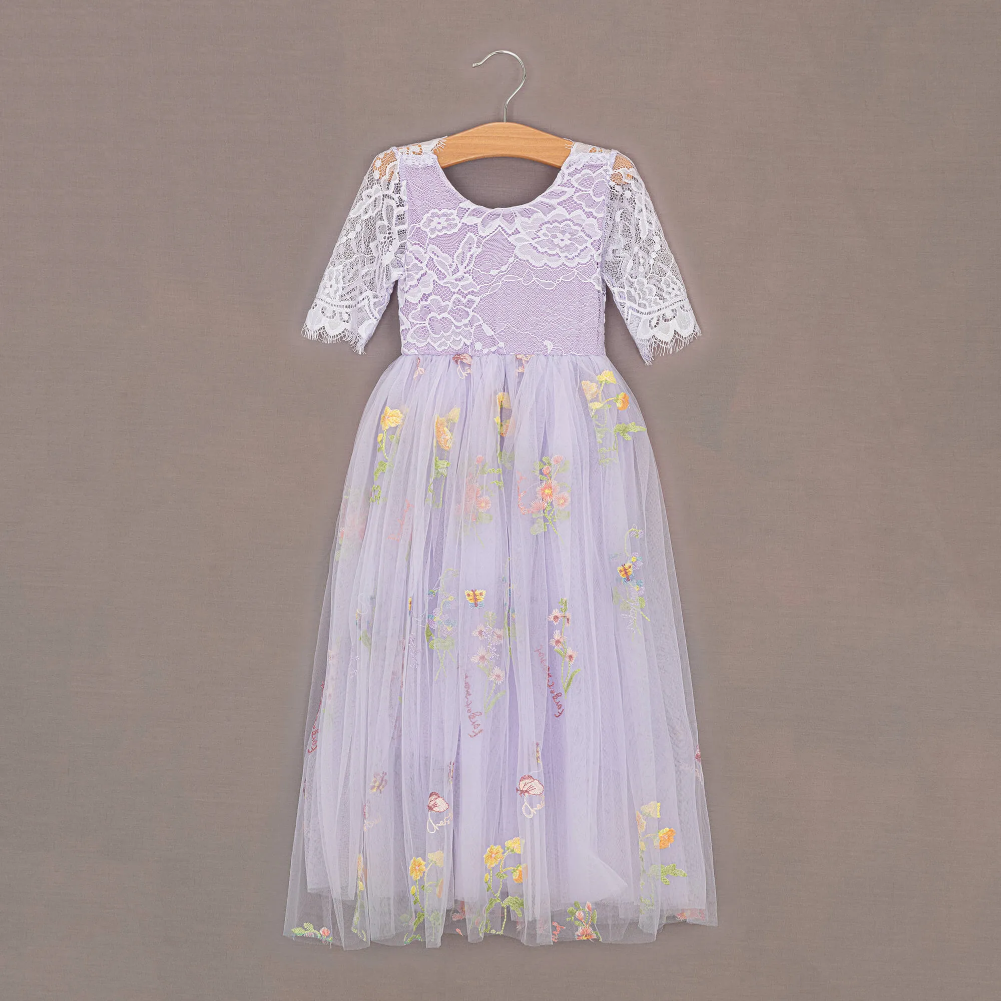 Enchanted Dress - Embroidered Lilac Lace