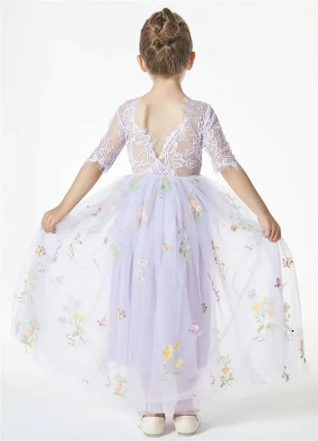 Enchanted Dress - Embroidered Lilac Lace