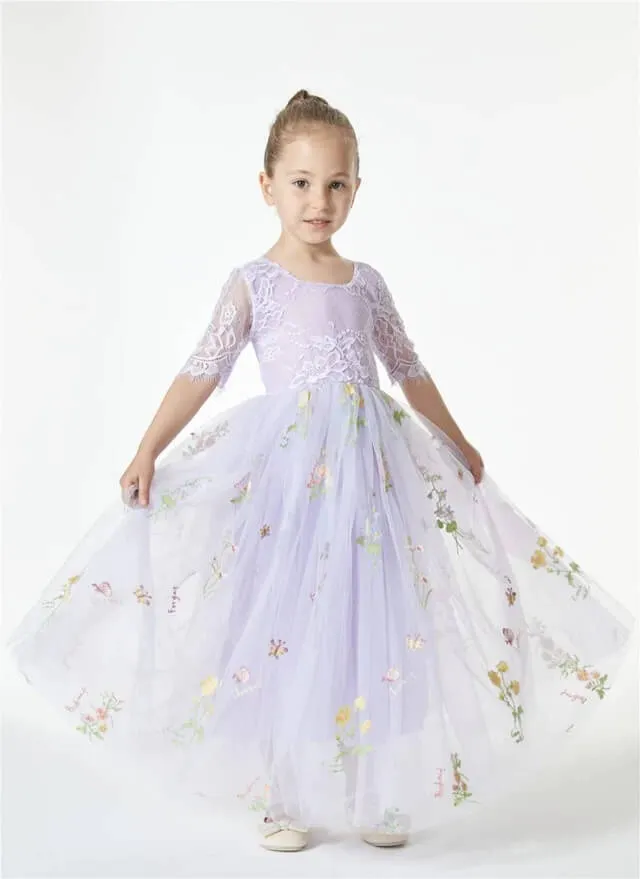 Enchanted Dress - Embroidered Lilac Lace