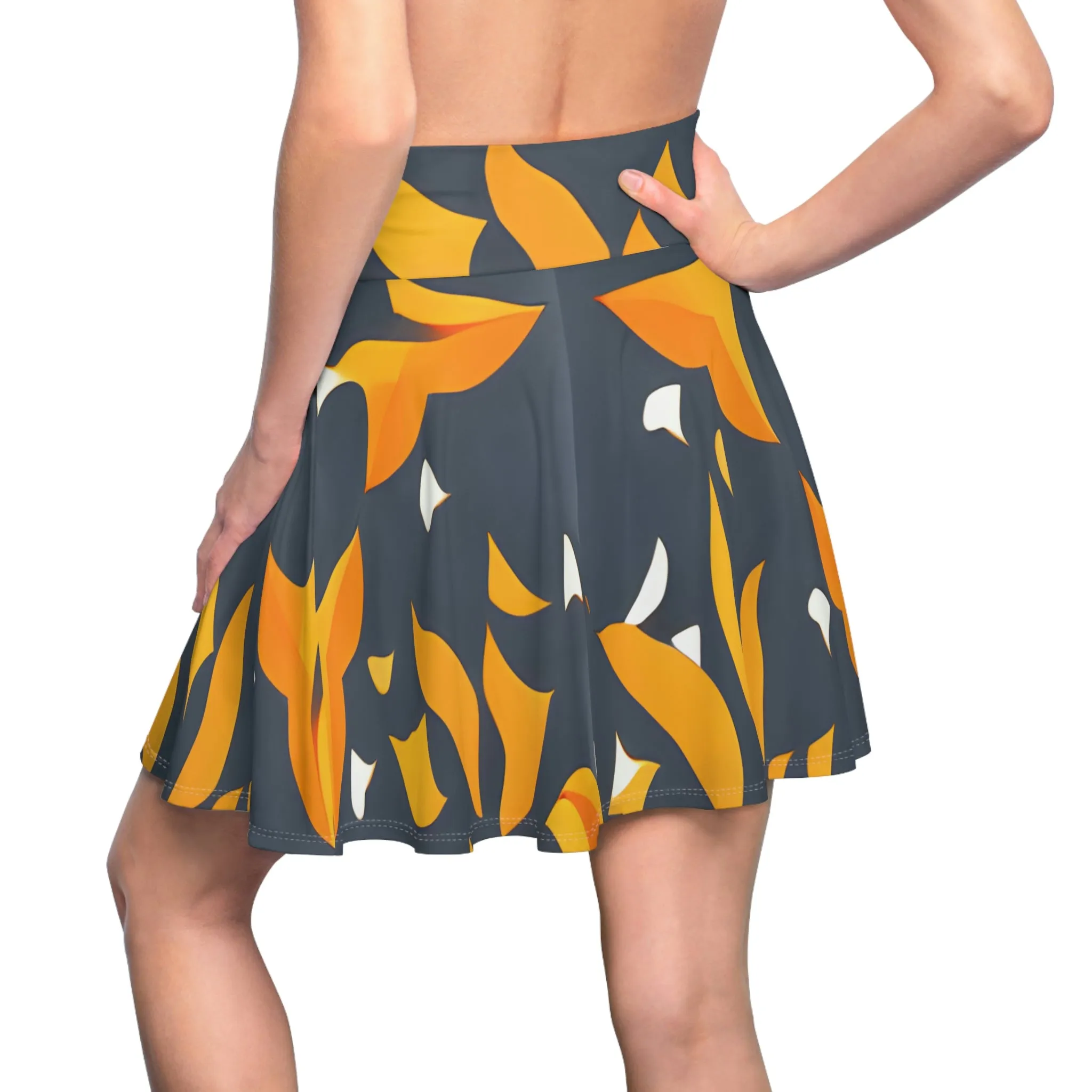 Fall for Fashion: The Must-Have Skater Skirt with Bright Leaf Print