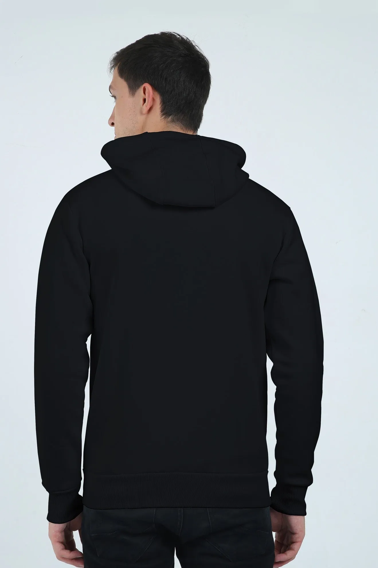 Fleece Zip Up Hoodie (Black, White)