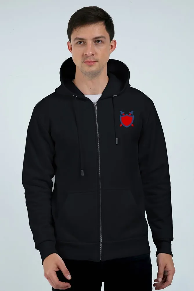 Fleece Zip Up Hoodie (Black, White)