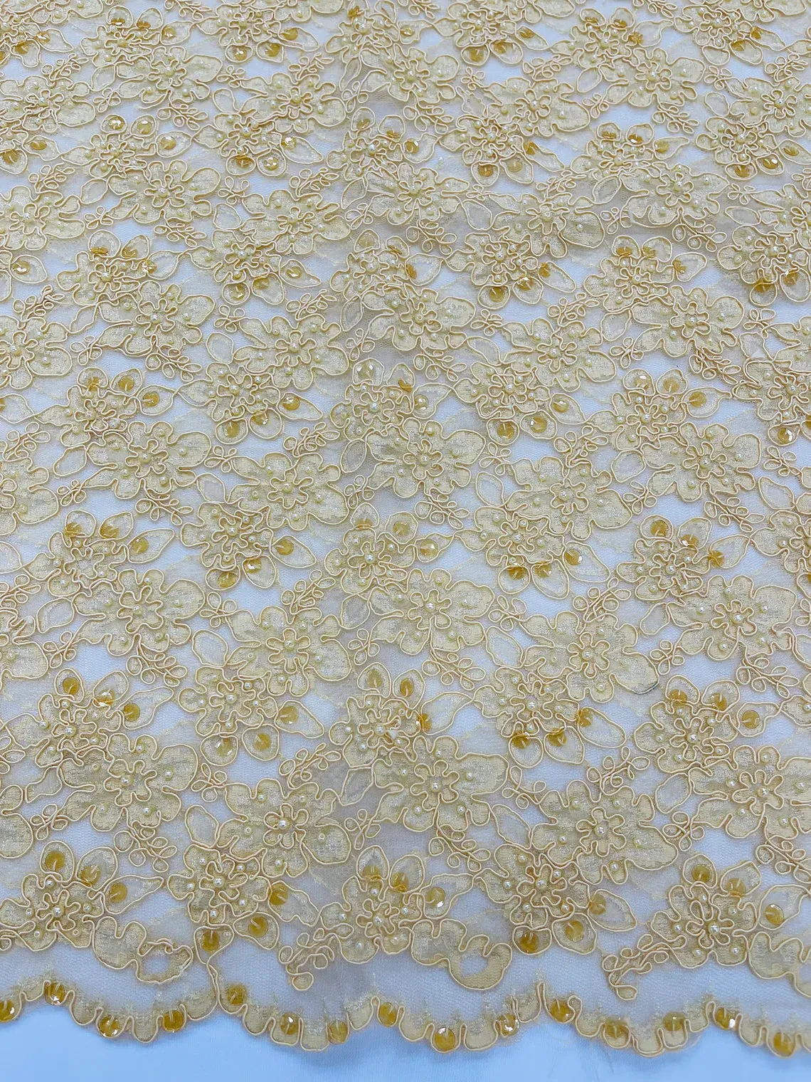 Floral Bead Sequins Pearl Fabric - Beaded Fabric Embroidered Lace By The Yard