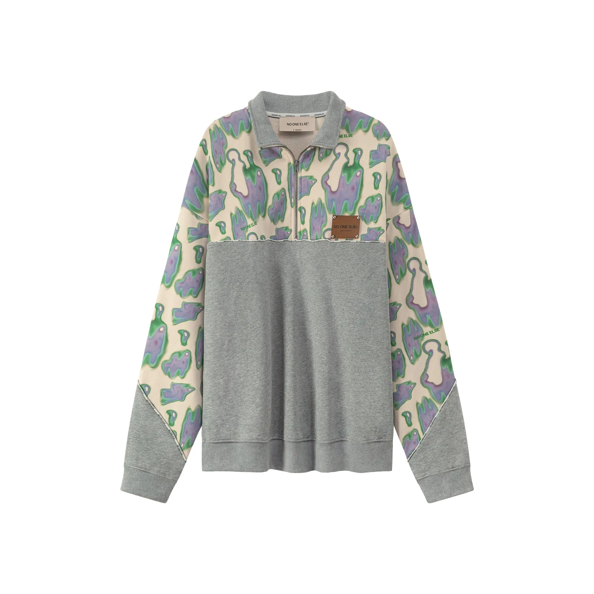 Half Zip-Up Loose Fit Printed Sweatshirt