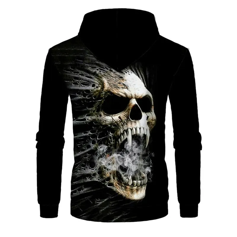 Halloween costumes Hoodies Casual Scary Halloween 2019 Slim Fit  Hooded Sweatshirt Skull Smoker