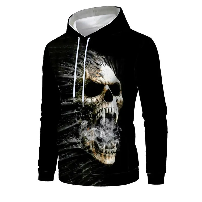 Halloween costumes Hoodies Casual Scary Halloween 2019 Slim Fit  Hooded Sweatshirt Skull Smoker