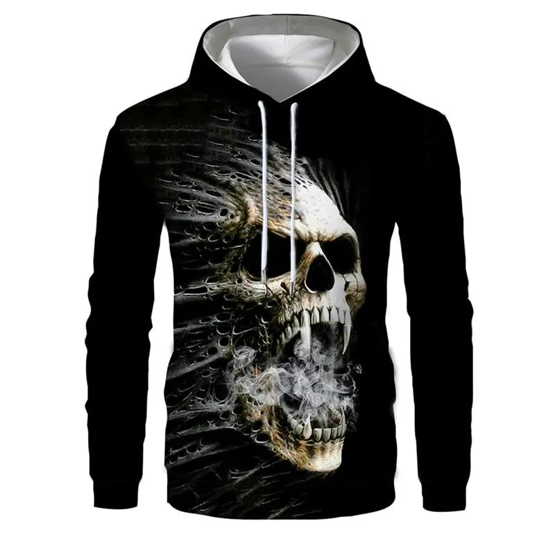 Halloween costumes Hoodies Casual Scary Halloween 2019 Slim Fit  Hooded Sweatshirt Skull Smoker