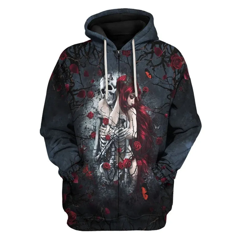 Halloween Hoodies Costumes Zip Up Hooded Sweatshirt Coat Jacket