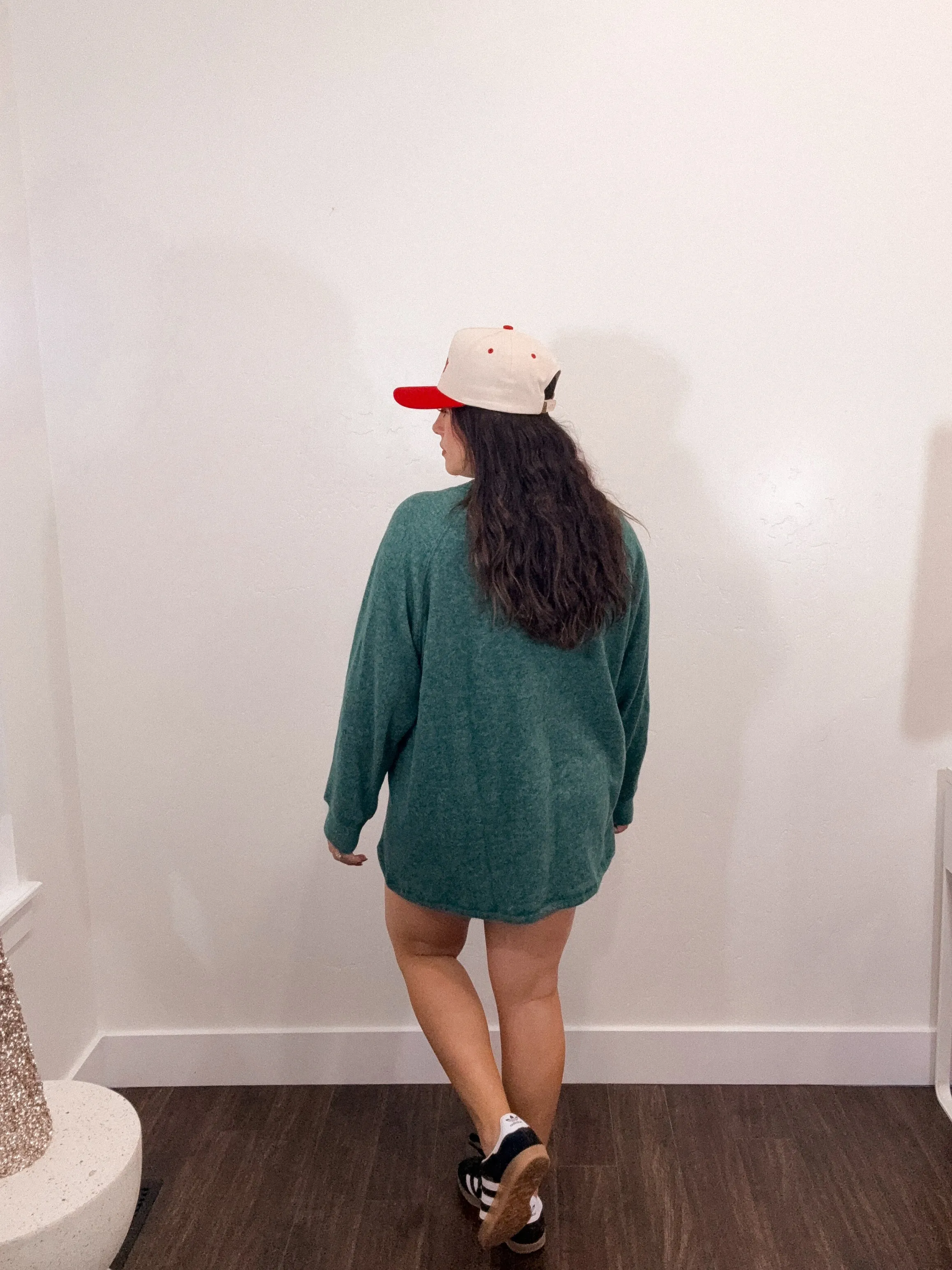 Henley extra soft Pullover Oversized Sweater *GREEN*