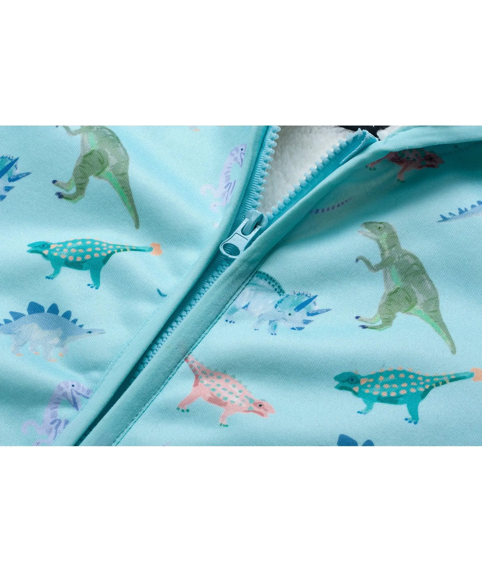 Kid's Zip Up Dinosaur Print Fleece Hoodie-ZPK006175