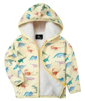 Kid's Zip Up Dinosaur Print Fleece Hoodie-ZPK006175