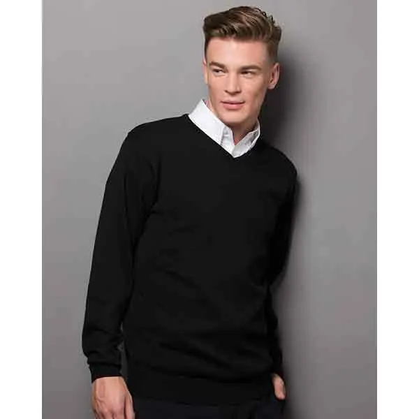 Kustom Kit Mens Arundel Long Sleeve V-Neck Sweater