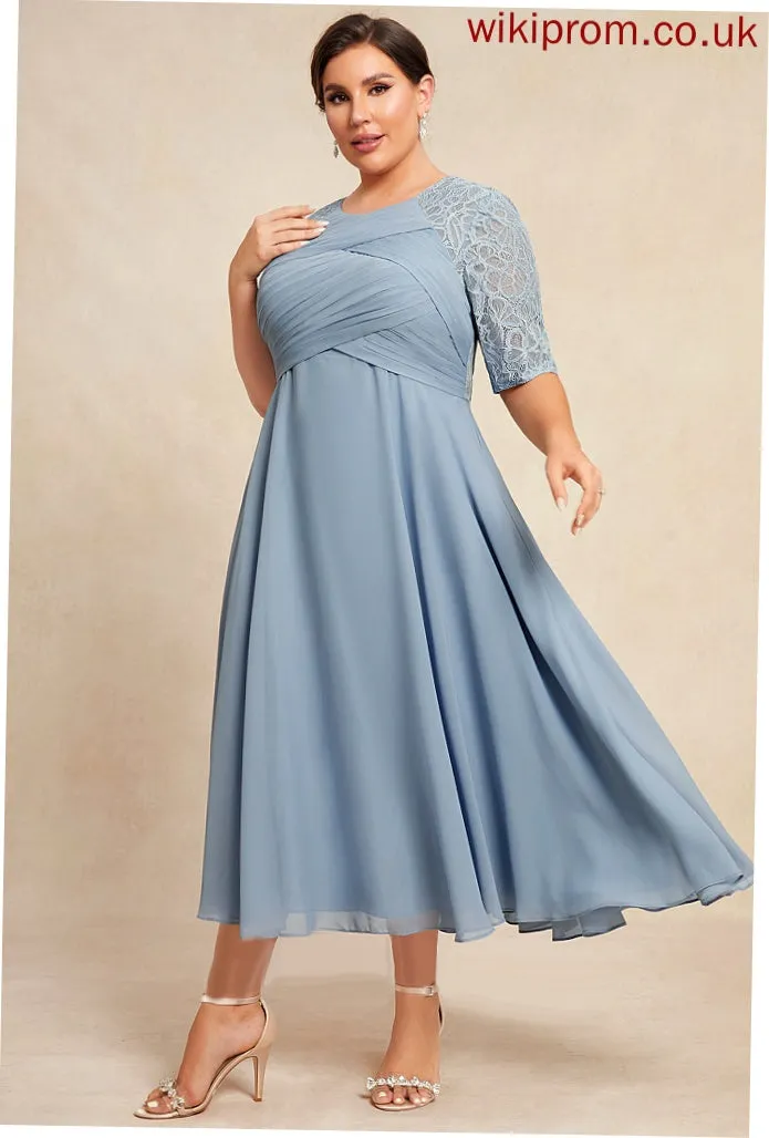 Lace Scoop Cocktail Ruffle Dress Tea-Length With Lilith Cocktail Dresses Chiffon A-Line Neck