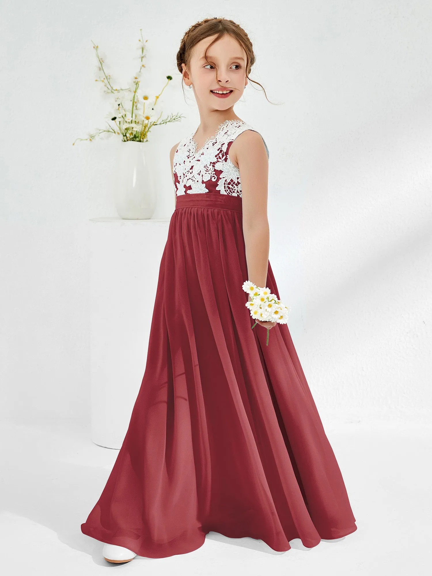 Lace Top Junior Bridesmaid Dresses Mulberry