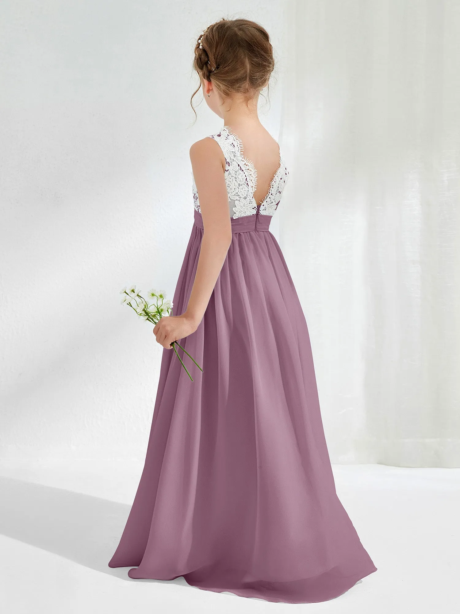 Lace Top Junior Bridesmaid Dresses Wisteria