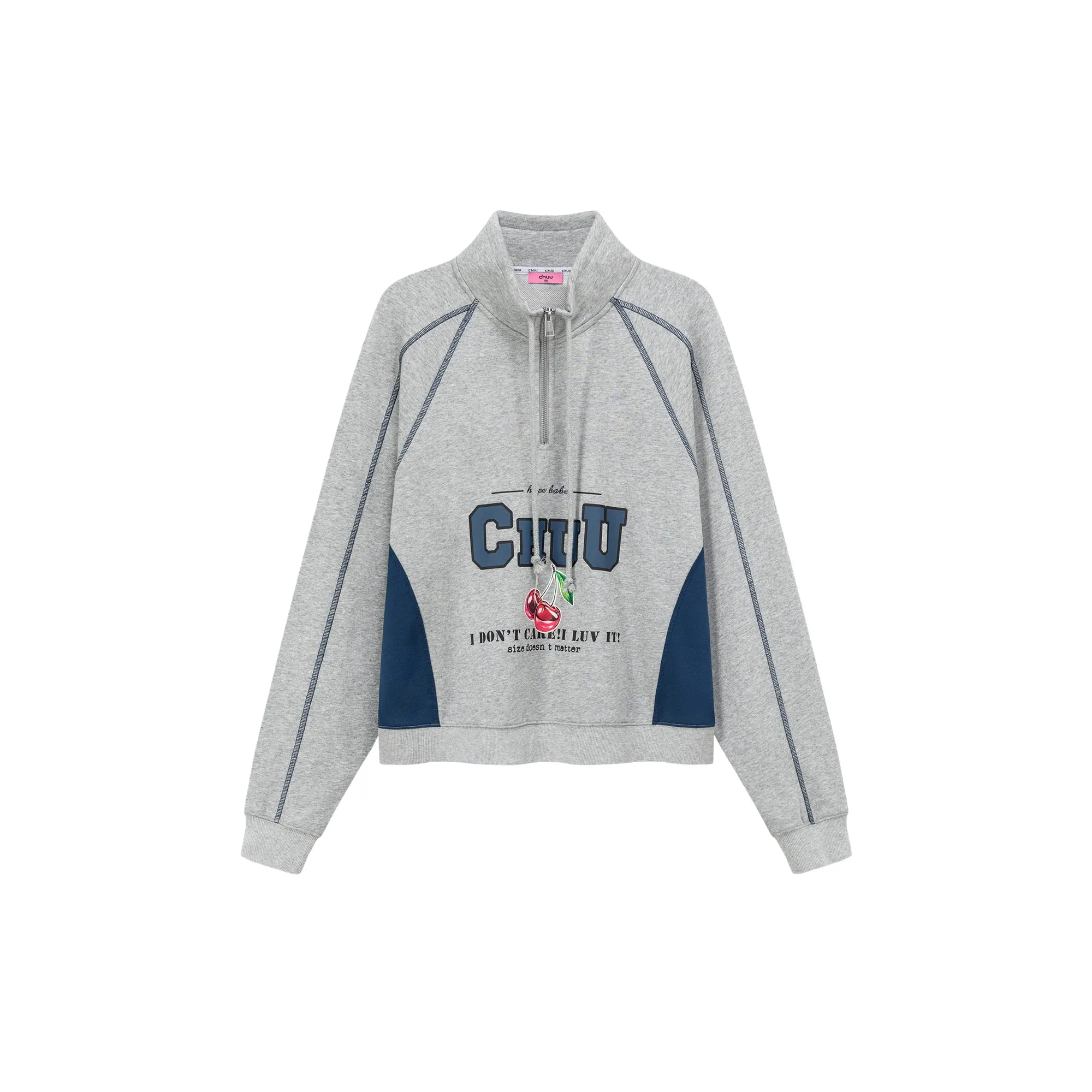 Logo Cherry Half Zip Up Stitched Sweatshirt