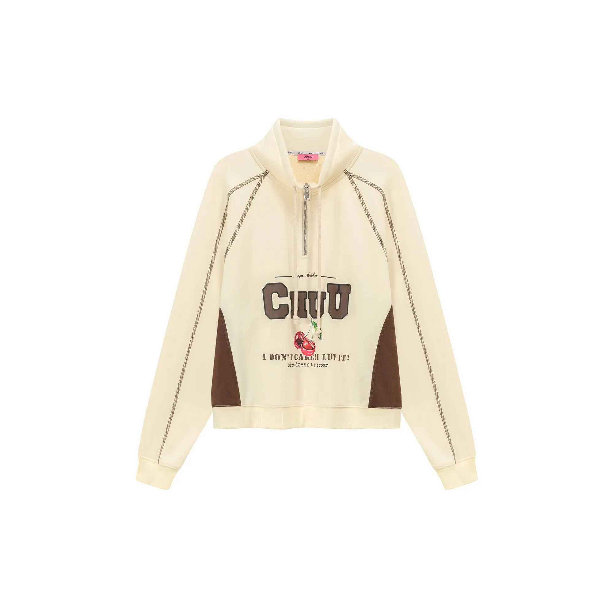 Logo Cherry Half Zip Up Stitched Sweatshirt