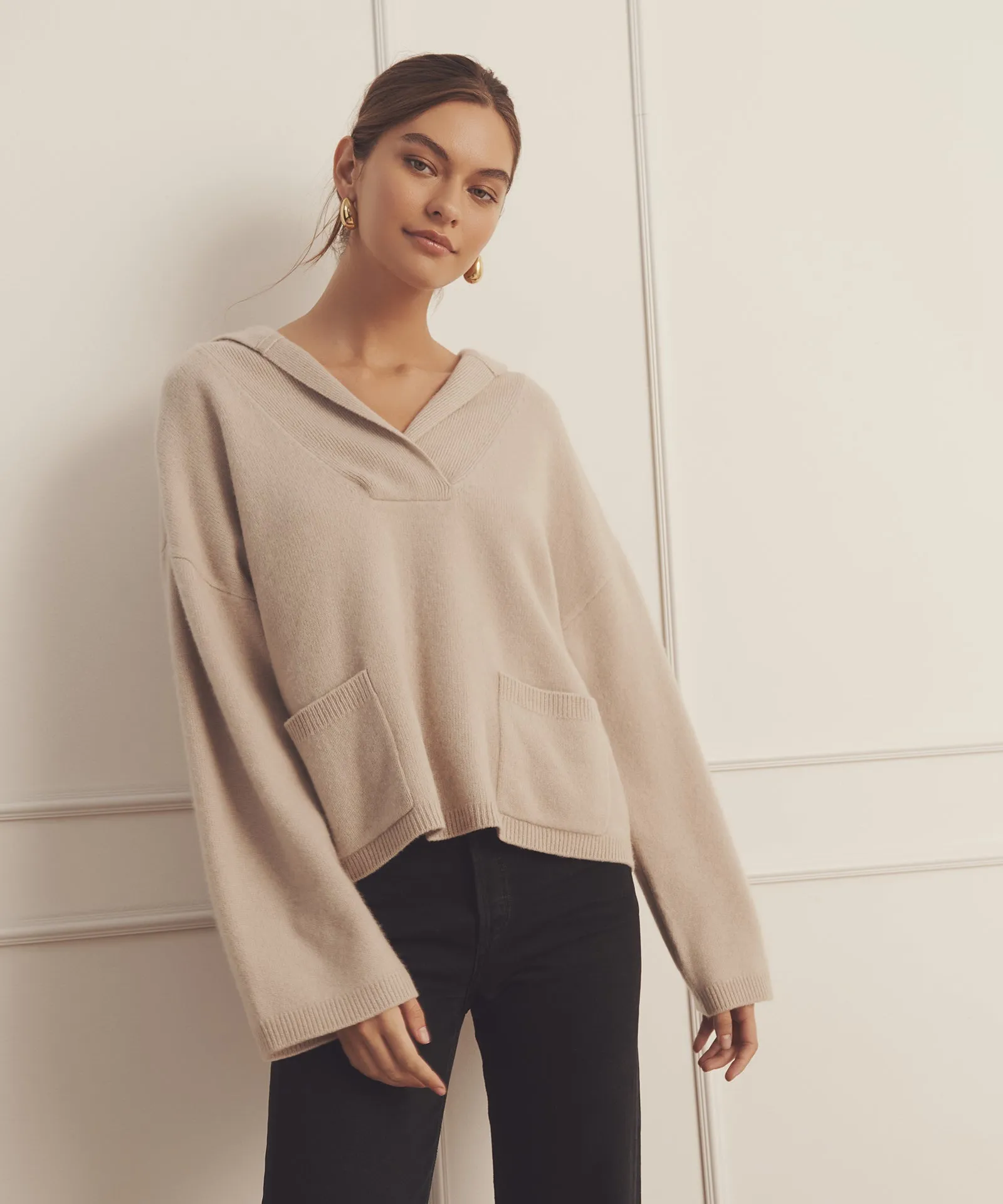 Luxe Cashmere Open Neck Hoodie