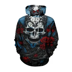 Mens Halloween Gothic Skull and Roses 3D Print Hoodies