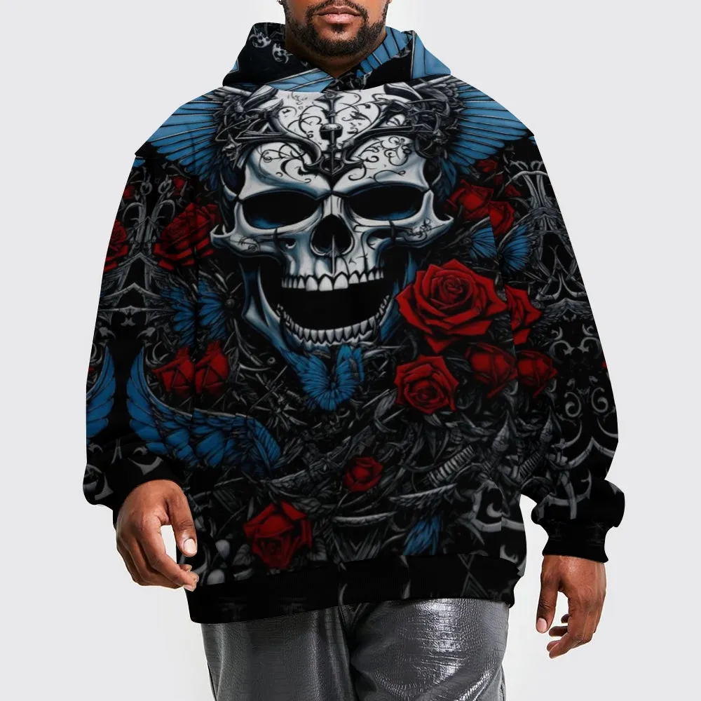 Mens Halloween Gothic Skull and Roses 3D Print Hoodies