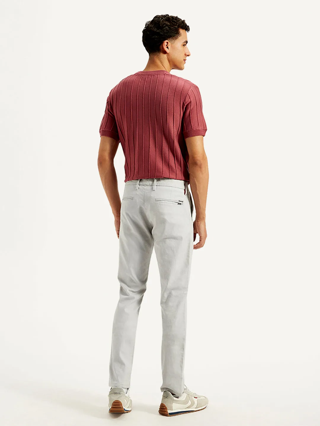 Men's Light-Grey Slim Fit Chinos