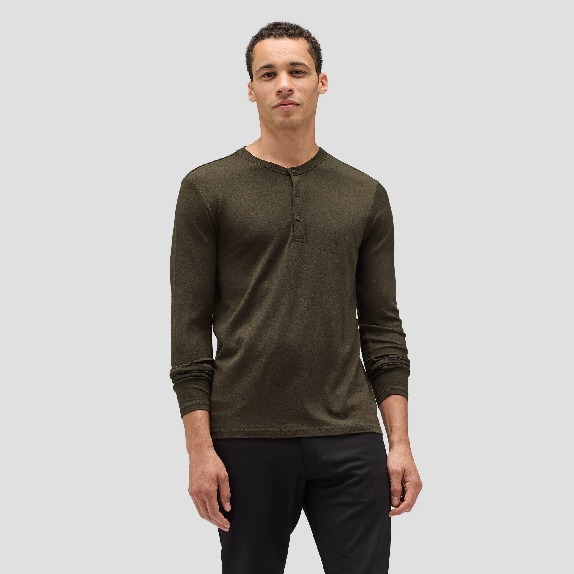 Men's Long Sleeve Merino Henley