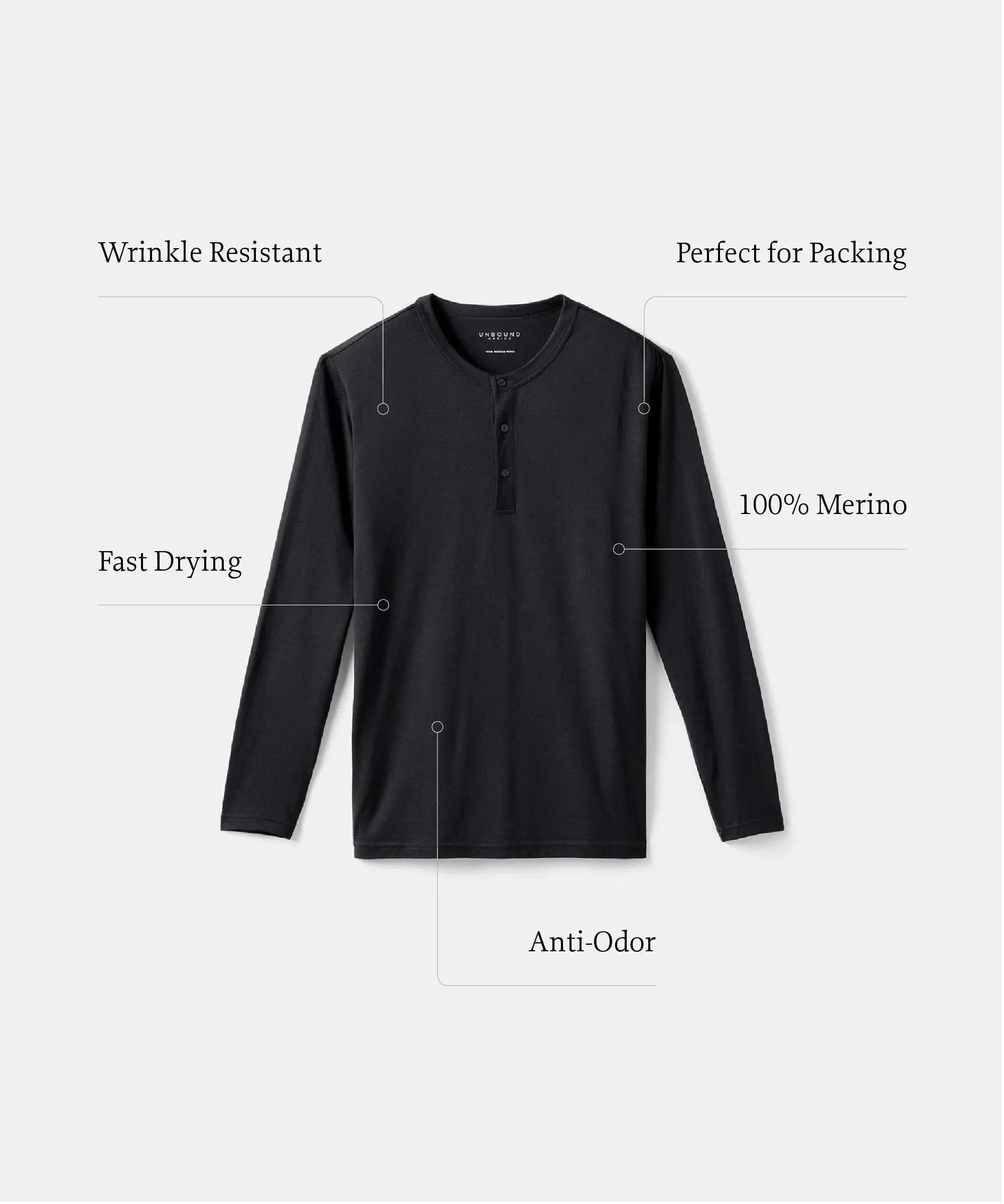 Men's Long Sleeve Merino Henley